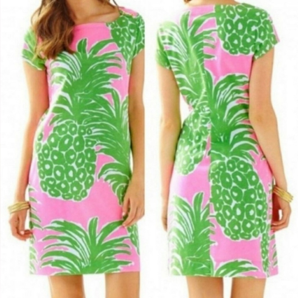Lilly Pulitzer Pink and Green Pineapple Print Dress XS